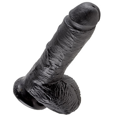 Pipedream King Cock With Balls 20 см, черный - Фаллоимитатор с мошонкой на присоске - купить в секс шопе