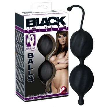 You2Toys Black Velvets Silicone Balls Ребристые - Шарики вагинальные на короткой сцепке - купить в секс шопе