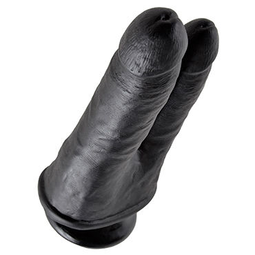 Pipedream King Cock Double Penetrator, черный - Реалистичный двойной фаллоимитатор на присоске - купить в секс шопе