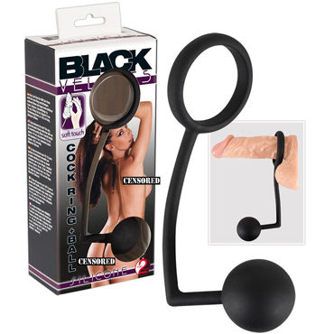 You2Toys Black Velvet Cock Ring + Ball, черное, Кольцо с анальным шариком
