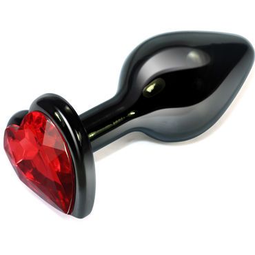 LoveToy Анальная втулка, черная, С красным кристаллом