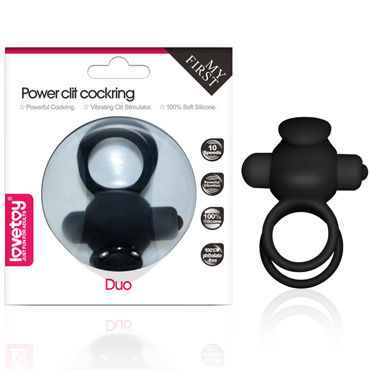 LoveToy Power Clit Cockring Duo, черное, Виброкольцо для пениса