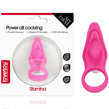 LoveToy Power Clit Cockring Stamina, розовое, Виброкольцо для пениса