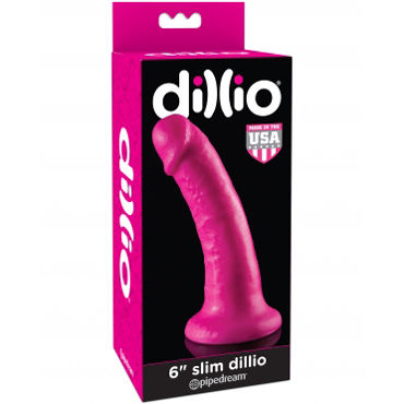 PipeDream Dillio 15см Slim Dillio, розовый, Фаллоимитатор на присоске