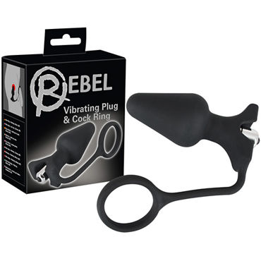 Orion Rebel Vibrating Plug & Cock Ring, черная, Анальная втулка с кольцом для пениса