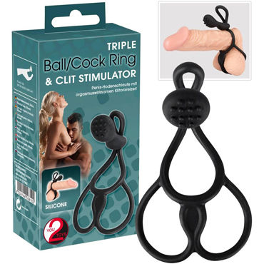 You2Toys Ball/Cock Ring & Clitoris Stimulator, черное, Эрекционное кольцо с клиторальным стимулятором