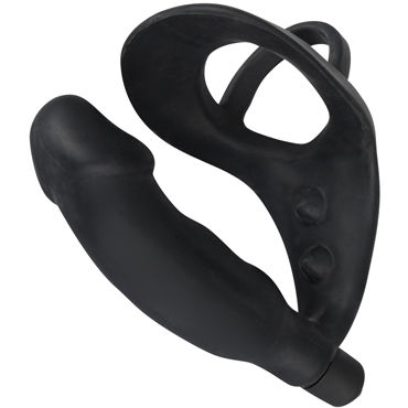 Orion Black Velvets Cock Ring with Vibration, черное - Анальная вибровтулка с кольцом для пениса - купить в секс шопе