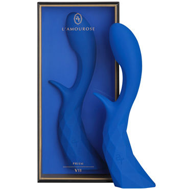 L'Amourose Prism VII, синий, Вибратор с клиторальным стимулятором
