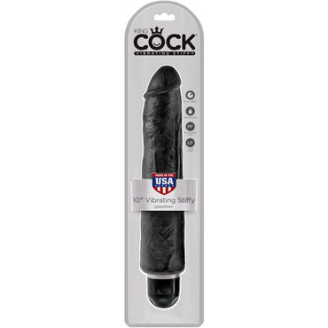 Pipedream King Cock 10'' Vibrating Stiffy, черный, Вибратор-реалистик водонепроницаемый