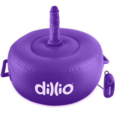 Pipedream Dillio Vibrating Inflatable Hot Seat, фиолетовая, Виброподушка + две реалистичные насадки