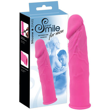 Smile For Men Extension Sleeve, розовая, Реалистичная насадка на половой член