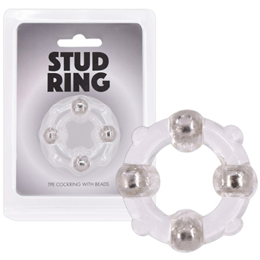 Seven Creations Stud Ring, прозрачное, Кольцо для пениса с шариками