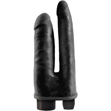 PipeDream King Cock Double Vibrating Double Penetrator, черный - Вибратор реалистик двойной на присоске - купить в секс шопе