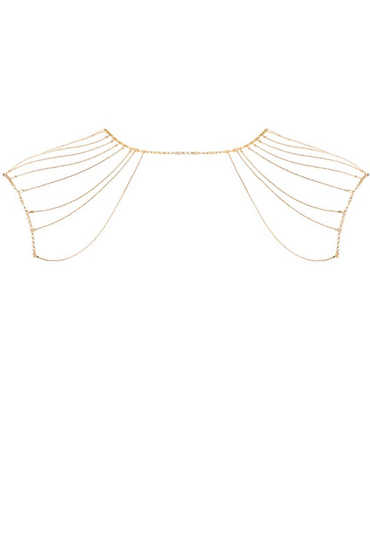 Bijoux Magnifique Metallic Chain Shoulders & Back Jewelry, золотое - Украшение для тела из металлических цепочек - купить в секс шопе