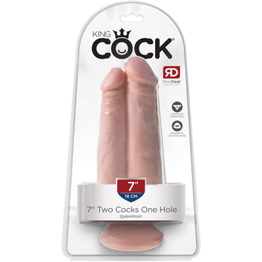 Pipedream King Cock 7" Two Cocks One Hole, телесный