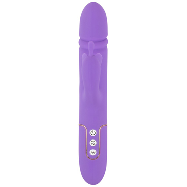 Sweet Smile Thrusting Rabbit, фиолетовый - Толкающий вибратор с клиторальным кроликом - купить в секс шопе
