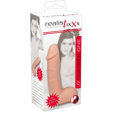 You2Toys Realistixxx Number One, телесный - Реалистичный фаллоимитатор с мошонкой - купить в секс шопе