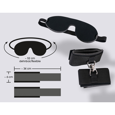 Bad Kitty Bondage Kit, черный - Набор для бондажа, наручники и маска - купить в секс шопе
