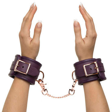 Fifty Shades Freed Leather Wrist Cuffs, фиолетовые - Наручники из натуральной кожи - купить в секс шопе