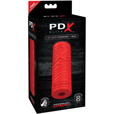 PDX Elite EZ Grip Stroker, красный, Мастурбатор цилиндрической формы