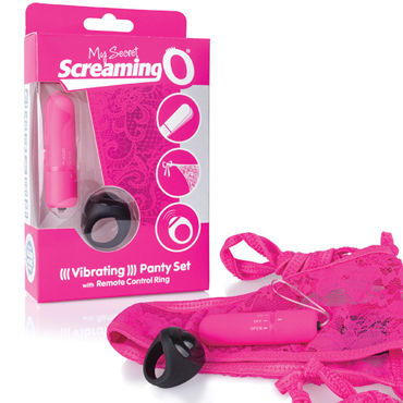 Screaming O Remote Control Panty Vibe, розовый, Комплект из вибропули и трусиков