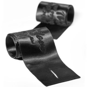 Bijoux Indiscrets Silky Sensual Handcuffs, черные, Ленты для связывания рук