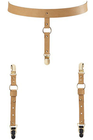 Bijoux Indiscrets MAZE Suspender Belt for Underwear & Stockings, коричневые - Подтяжки для нижнего белья и чулок - купить в секс шопе
