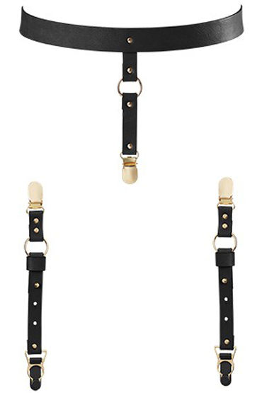 Bijoux Indiscrets MAZE Suspender Belt for Underwear & Stockings, черные - Подтяжки для нижнего белья и чулок - купить в секс шопе