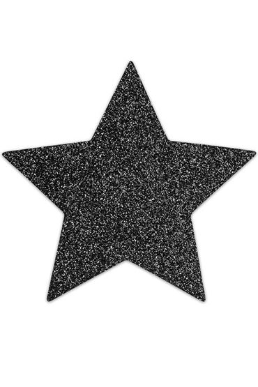 Bijoux Indiscrets Flash Star, черные, Сверкающие наклейки на соски