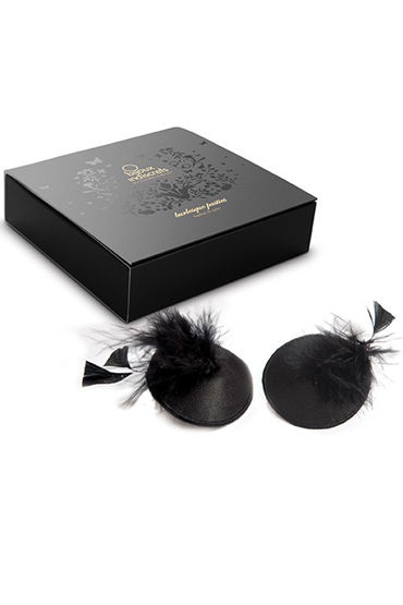 Bijoux Indiscrets Burlesque Pasties Feather, черные - Пэстисы украшенные перьями - купить в секс шопе