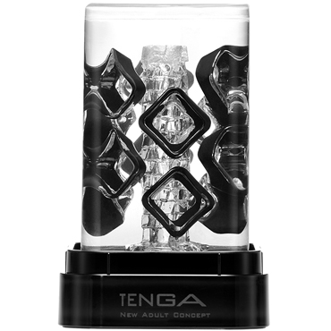 Tenga Crysta Block, прозрачный, Мастурбатор со стимулирующими вкраплениями
