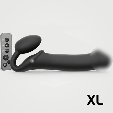 Вибрострапон Strap-On-Me с 3 моторами, черный, XL, 18 см