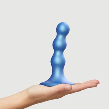 Фаллоимитатор Strap-On-Me Dildo Plug Balls синий металлик S, 13,8 см