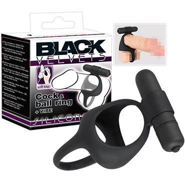 You2Toys Black Velvets Cock & Ball Ring, черное — фото 1