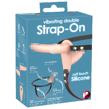 You2Toys Vibrating Double Strap-On, телесный — фото 8