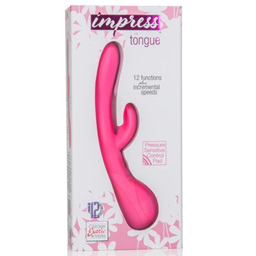 California Exotic Impress Tongue, розовый - Вибратор с клиторальным отростком - купить в секс шопе