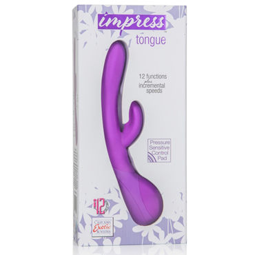 California Exotic Impress Tongue, фиолетовый - Вибратор с клиторальным отростком - купить в секс шопе