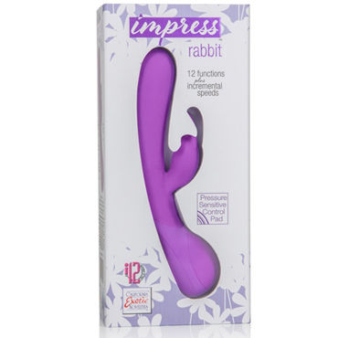 California Exotic Impress Rabbit, фиолетовый - Вибратор с клиторальным отростком - купить в секс шопе