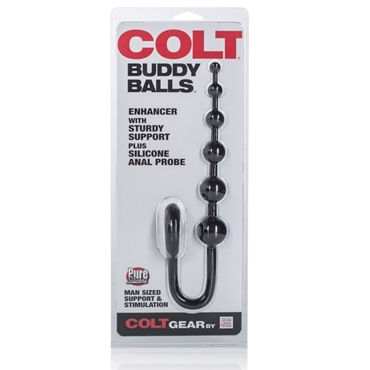 California Exotic Colt Buddy Balls, черное - Эрекционное кольцо с анальной цепочкой - купить в секс шопе