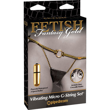 Pipedream Fetish Fantasy Gold Vibrating Micro G-String Set, Вибротрусики