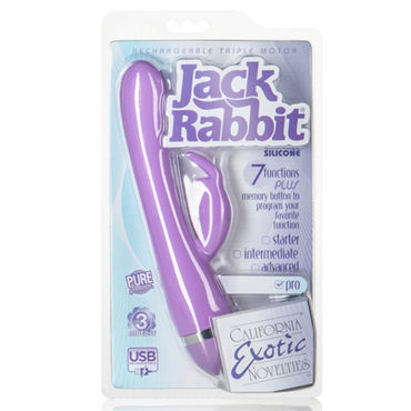 California Exotic Rechargeable Triple Motor Jack Rabbit, фиолетовый - Вибратор с клиторальным стимулятором - купить в секс шопе