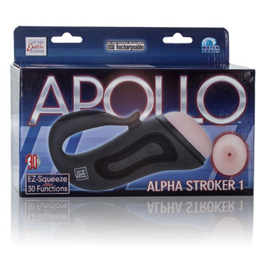 California Exotic Apollo Alpha Stroker 1 Grey - Мастурбатор-анус в пластиковой колбе с вибро - купить в секс шопе
