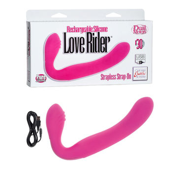 California Exotic Rechargeable Silicone Love Rider Strapless Strap-On, розовый, Безремневый страпон с вибро