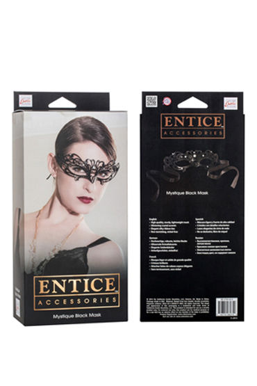 California Exotic Entice Mystique Mask, черная - Элегантная никелевая маска со стразами - купить в секс шопе