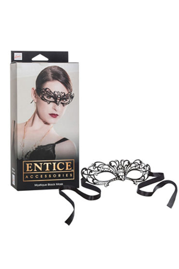 California Exotic Entice Mystique Mask, черная, Элегантная никелевая маска со стразами