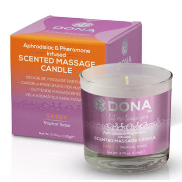Dona Scented Massage Candle Sassy Aroma Tropical Tease, 135 г, Массажная свеча с ароматом "Страсть"