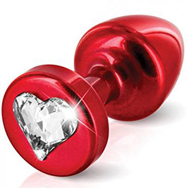 Diogol Anni Heart T1, красная, Анальная пробка с кристаллом Swarovski в форме сердца