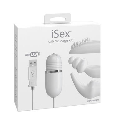 Pipedream iSex USB Massage Kit, Вибромассажер с набором насадок