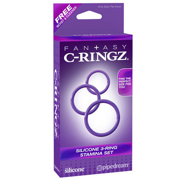 Pipedream Silicone 3 Ring Stamina Set, фиолетовый — фото 1