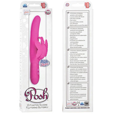 California Exotic Posh 10-Function Silicone Fluttering, розовый - Вибромассажер водонепроницаемый - купить в секс шопе
